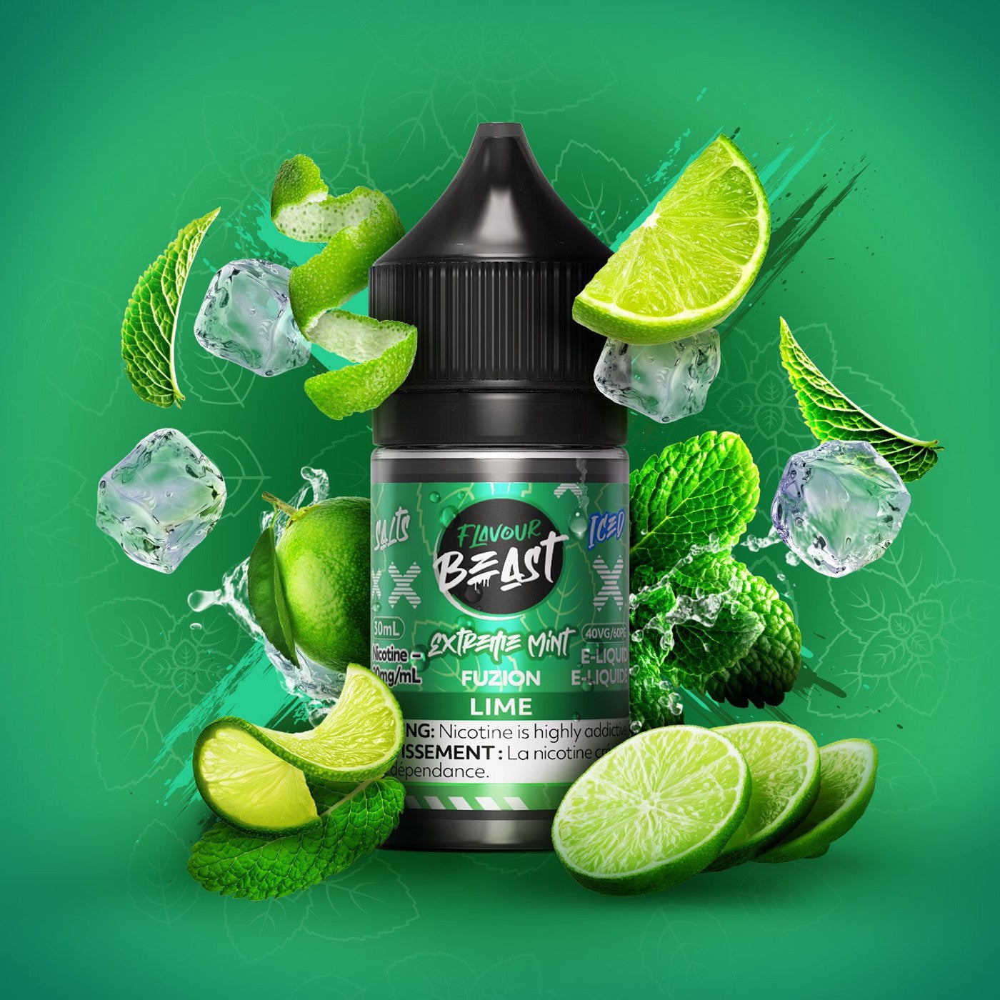 EXTREME MINT FUZION LIME ICED FLAVOUR BEAST 30mL salt nic e-liquid