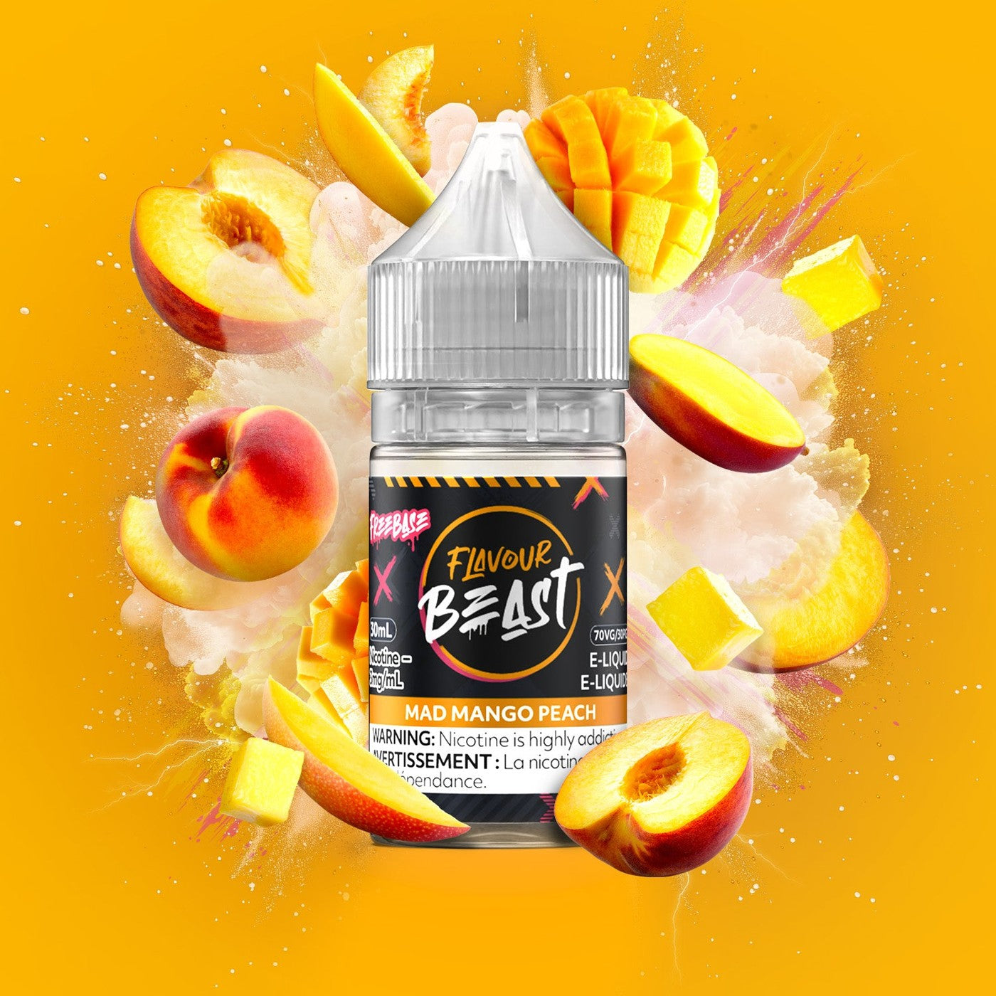 MAD MANGO PEACH FLAVOUR BEAST 30mL salt nic e-liquid