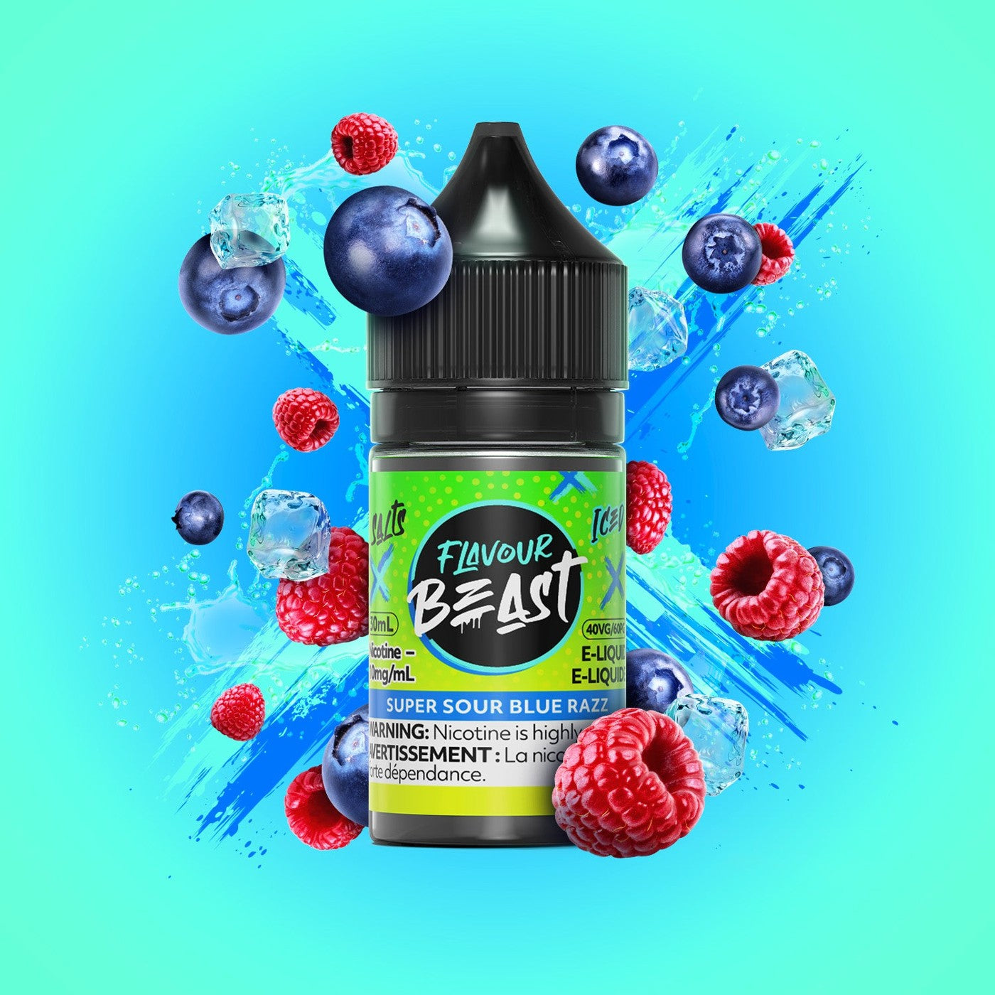 SUPER SOUR BLUE RAZZ FLAVOUR BEAST 30mL salt nic e-liquid